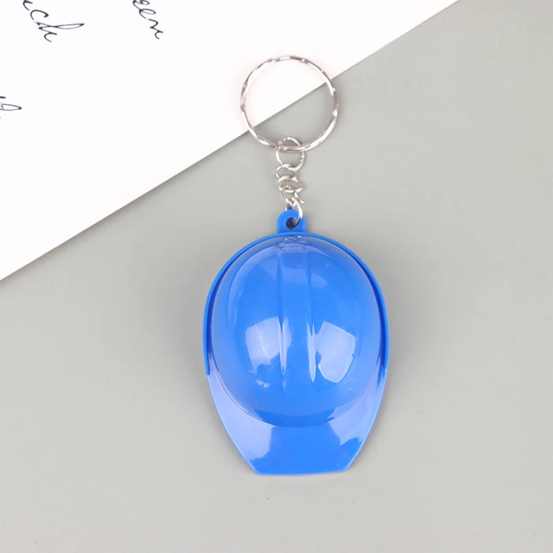 1PC Helmet Hard Hat Keychain Holiday Creative Safety Helmet Opener Keying Jewelry Gift Plastic 3D Helmet Pendant Key Holder Blue