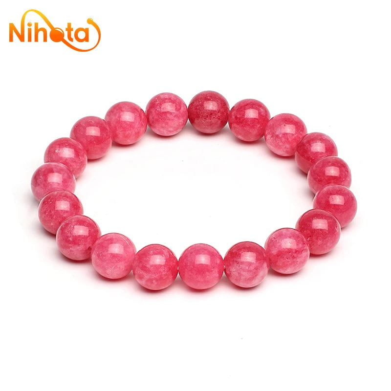 Fashion Red Rhodochros Chalcedony Bracelets Round Stone Beads Handmade Bracelets For Men Women Jewelry Pulsera 4/6/8/10/12mm