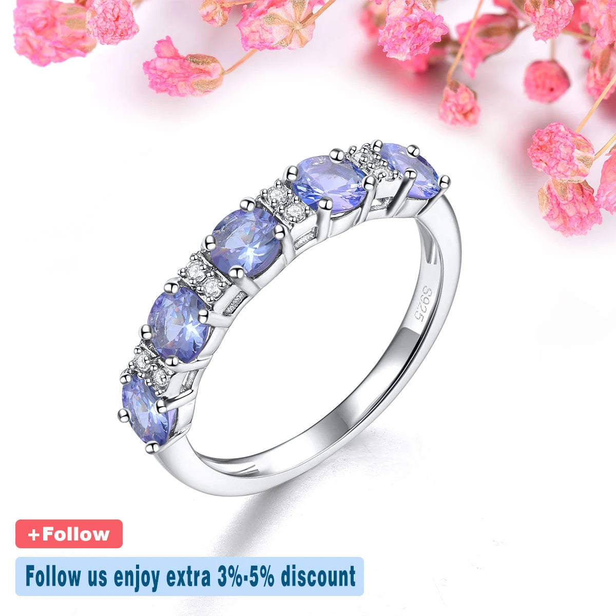 Natural Tanzanite Sterling Silver Rings 1.3 Carats Genuine Gemstone Women Classic Elegant Fine Jewelry S925 New Year Gifts