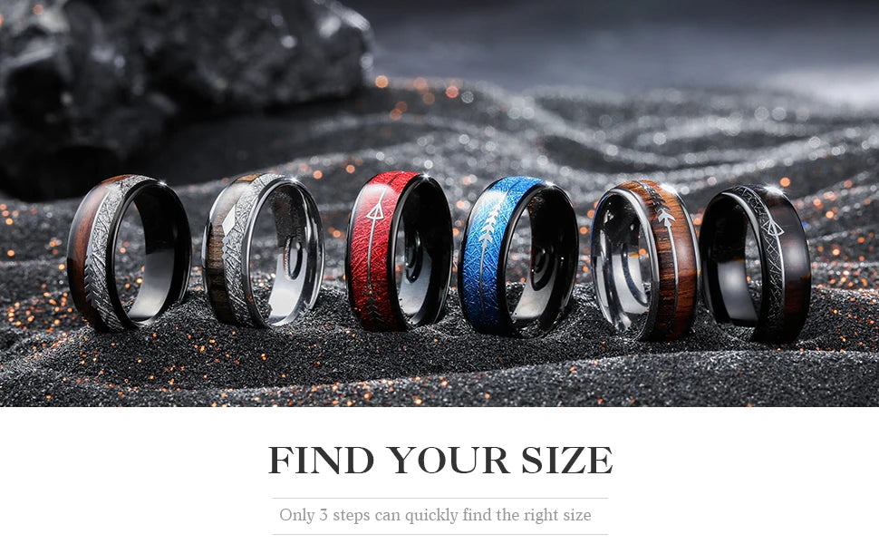 Simple Titanium Stainless Steel Rings For Men Women Koa Wood Inlay Luxury Wedding Band Engagement Rings Jewelry anillos mujer