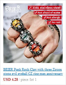 BEIER Cross Antiqued Northern Europe Viking 316L Stainless Steel Ring Gothic Pattern Jewelry  Factory price  BR8-215 US Size