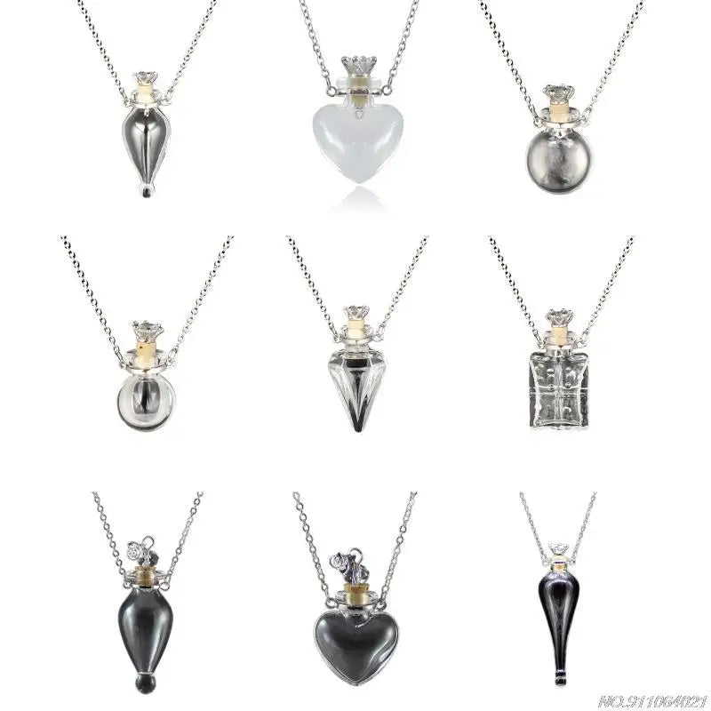 Transparent Heart Vial Bottle Necklaces Steel Chain Make Blood Vial Necklace Women Jewelry Gift Dropship