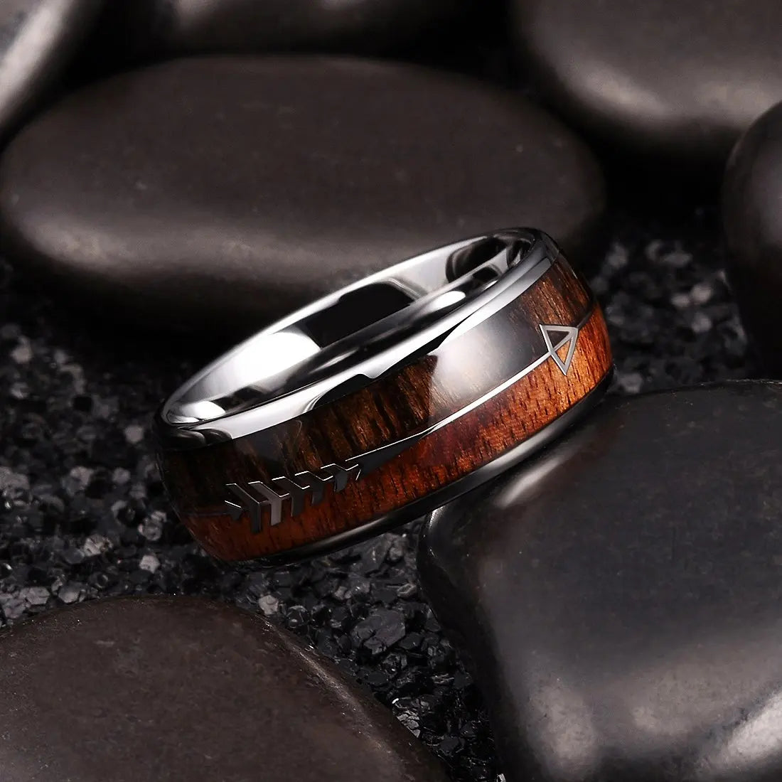 Fashion 8MM Rose Gold Color Stainless Steel Rings For Men Women Colorful Abalone Shell  Inlaid Men Rings Wedding Party Jewelry