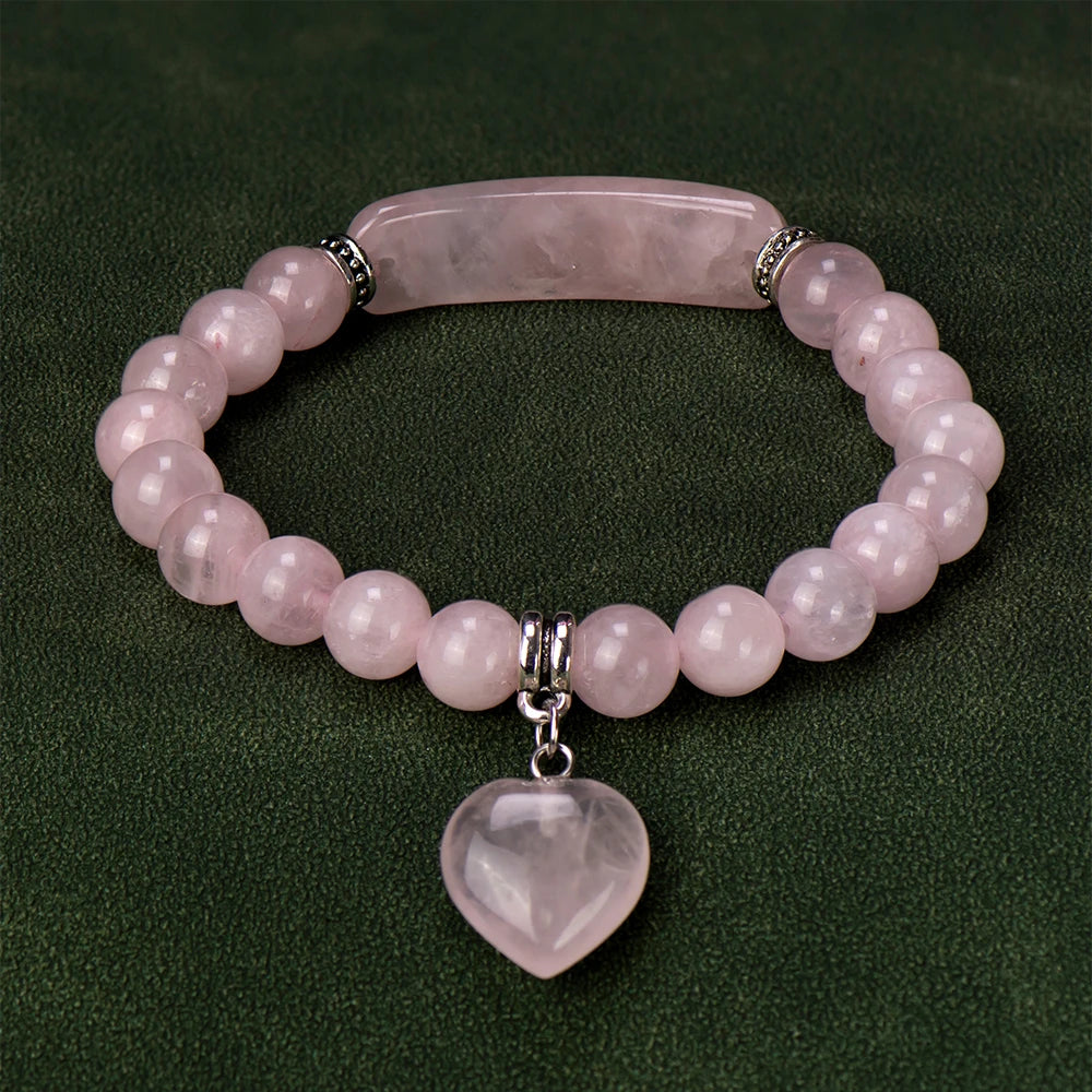 Natural Stone Crystal Bracelets Strand Heart Italian Charm Beaded Matching Love Moonstone Jade Summer For Women Jewelry Gift