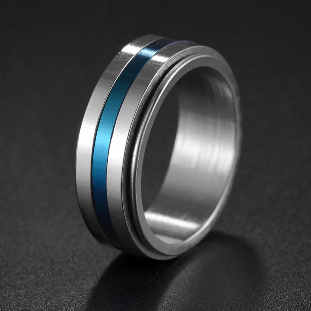 Fashion New 8mm Simple Men Ring Smooth Stainless Steel Blue Charms Rings Women's Couple Jewelry Gift Dropshipping