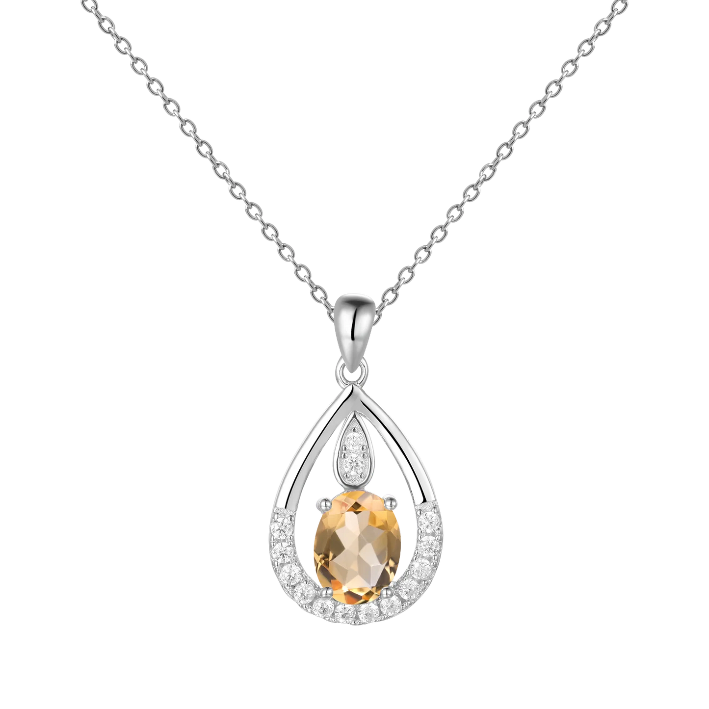 Gem's Ballet December Birthstone Topaz Necklace 6x8mm Oval Pink Topaz Pendant Necklace in 925 Sterling Silver with 18" Chain Citrine