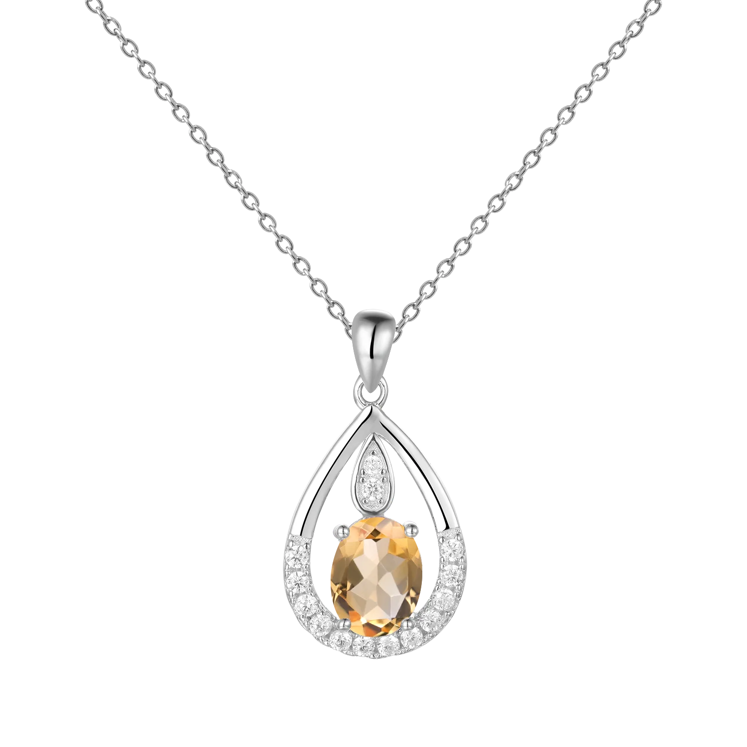Gem's Ballet December Birthstone Topaz Necklace 6x8mm Oval Pink Topaz Pendant Necklace in 925 Sterling Silver with 18" Chain Citrine