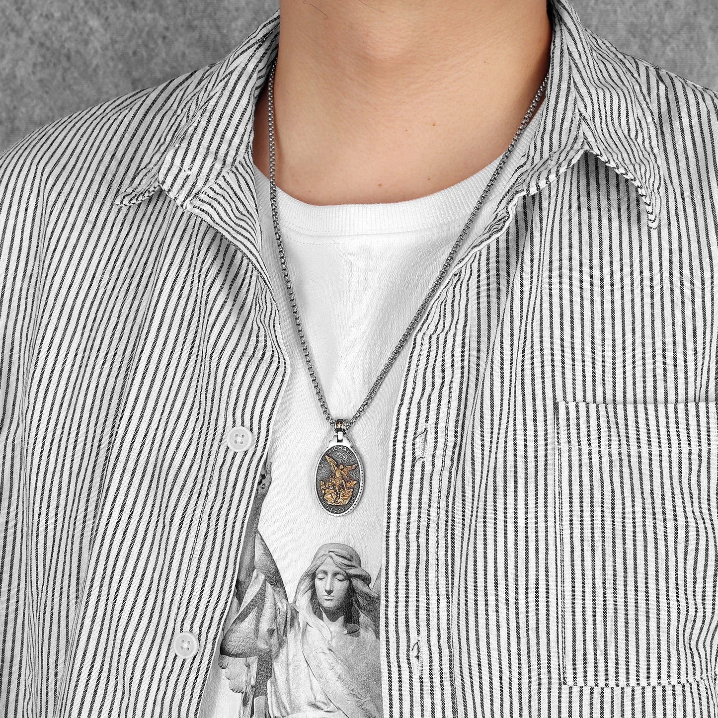 Archangel St.Michael Guardian Stainless Steel Men Necklaces Pendant Chain Punk Stylish For Women Fashion Jewelry Gifts Wholesale