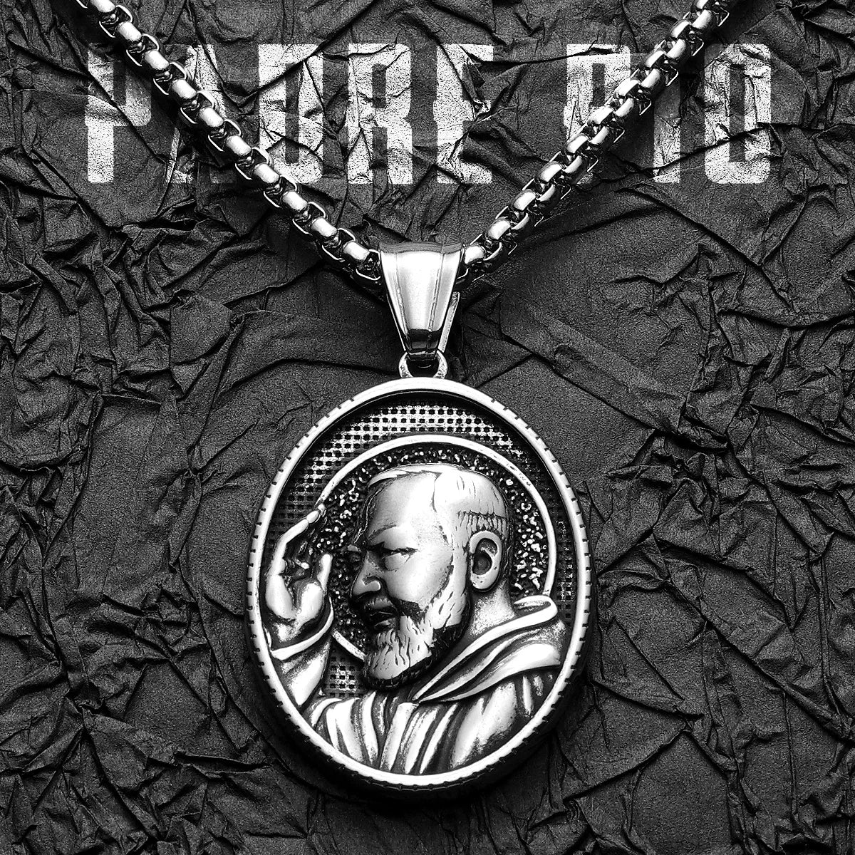 Catholic Padre Pio Powerful Amulet Stainless Steel Men Necklace Pendant Chain Vintage Cool For Women Jewelry Gifts Wholesale