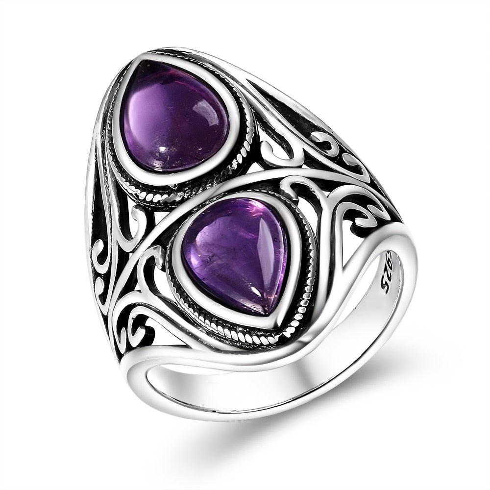 Nasiya Natural Amethyst Silver Jewelry Rings Men For Women Party Wedding Anniversary Engagement Gifts Fine Jewelry