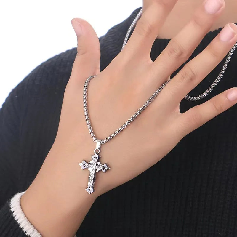 European And American Fashion Personality Retro Gothic Cross Necklace For Men And Women Street Hip-Hop Trendsetters Versatile Pe