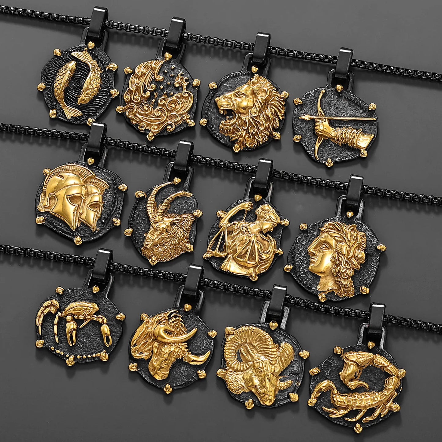 Twelve Constellations Stainless Steel Man Necklaces Pendant Chain Couple Gifts Women Fashion Jewelry Gifts Wholesale Dropshiping