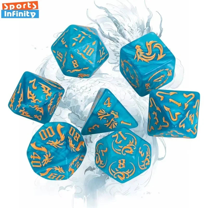 New 7pcs/set Dragon Element Polyhedral Dice Set Number Dice Kit for Dnd COC Cthulhu TRPG Running Team Table Game Dnd Dice Set