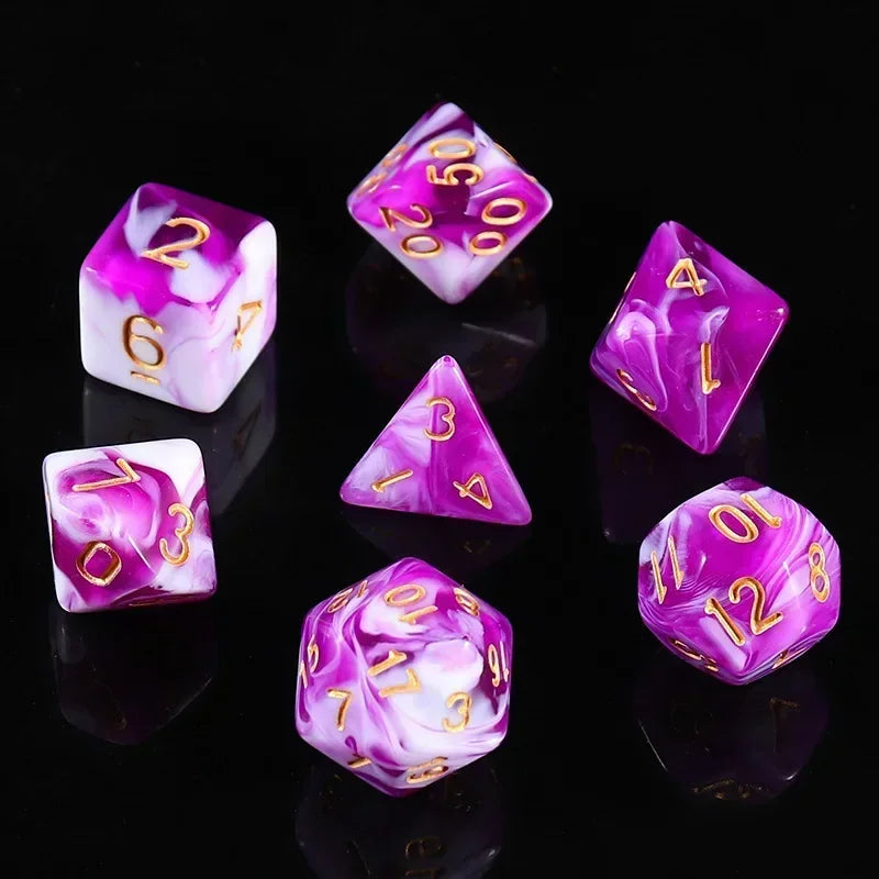 7 Pcs of Colorful Dice D20 D12 D10 D8 D6 D4 for DND Table Board Game Running Group Acrylic Digital Dice Set