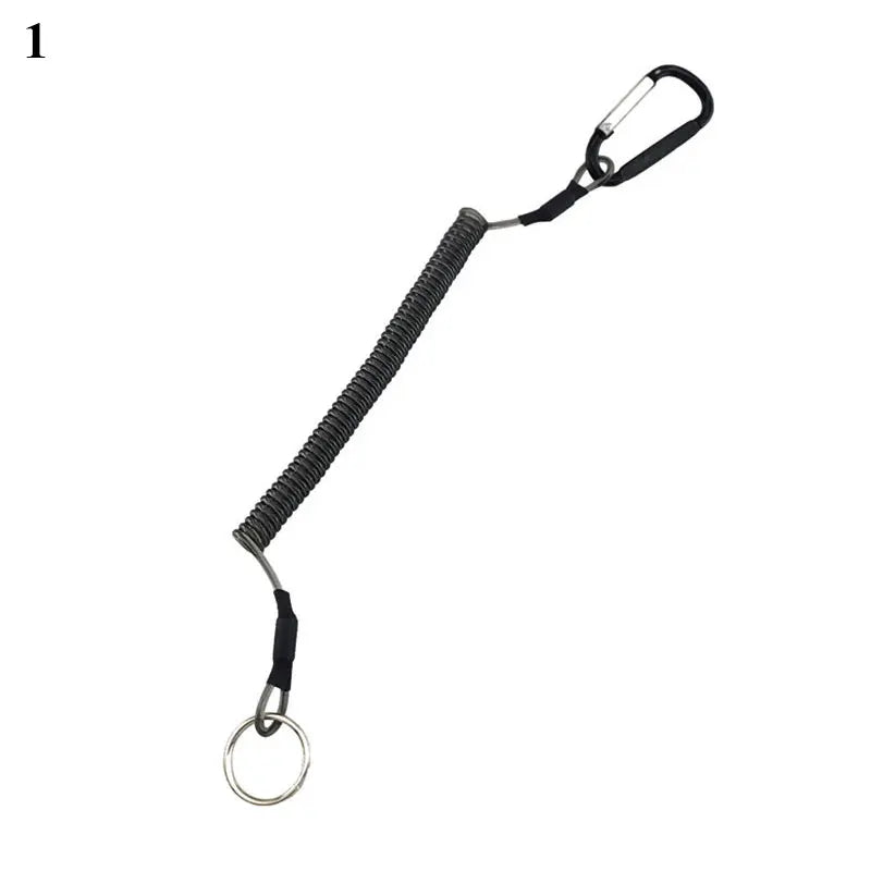 New Spiral Stretch Keychain Elastic Spring Rope Key Ring Metal Carabiner For Outdoor Anti-lost Phone Spring Key Cord Clasp Hook 1 1.5m