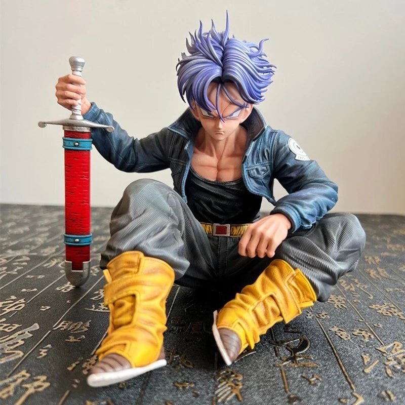 GK Dragon Ball Trunks Action Figure Statue 16cm PVC Ornaments Anime Super Saiyan Sitting Position Torankusu Figurine Model Toys