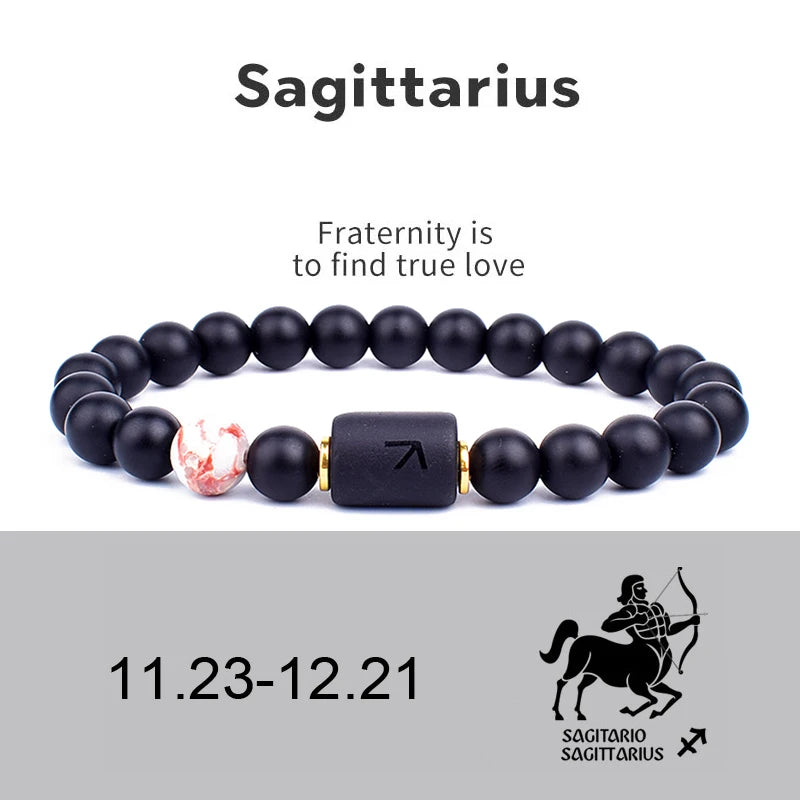 12 Zodiac Signs Constellation Charm Bracelet Men Women Fashion Tiger Eye Stone Beaded Bracelets Virgo Leo Libra Couple Jewelry