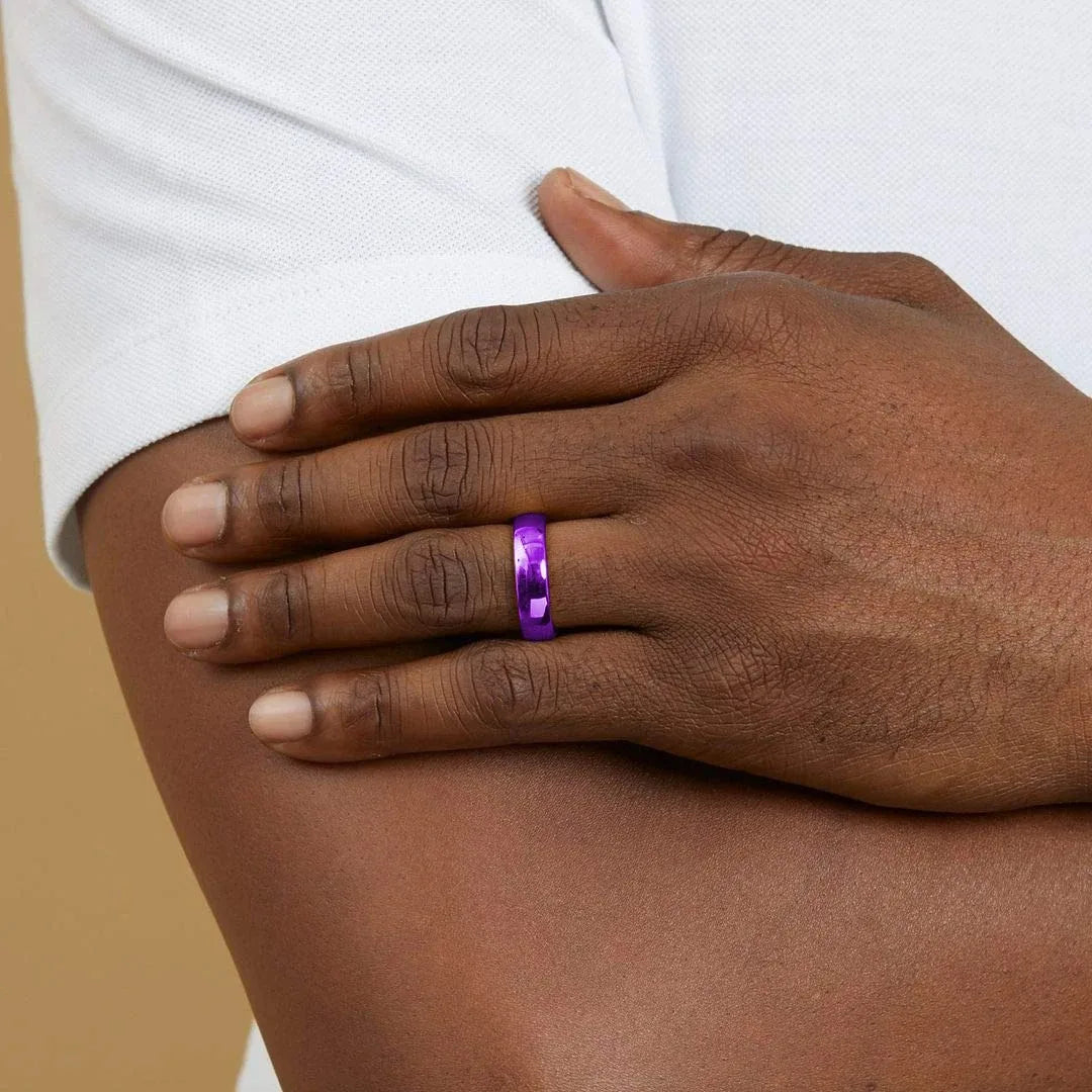 Fashion Purple Titanium Steel Rings For Men Women Simple Glossy Stainless Steel Promise Rings Wedding Engagement Jewelry Gifts