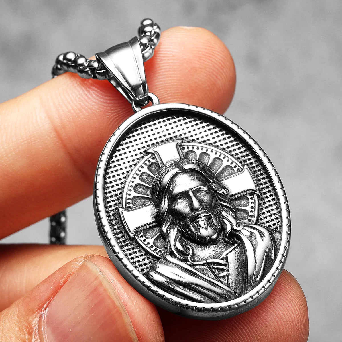 Cross Christian Jesus Powerful Amulet Stainless steel Men Necklaces Pendant Chain For Women Jewelry Accessories Gifts Wholesale