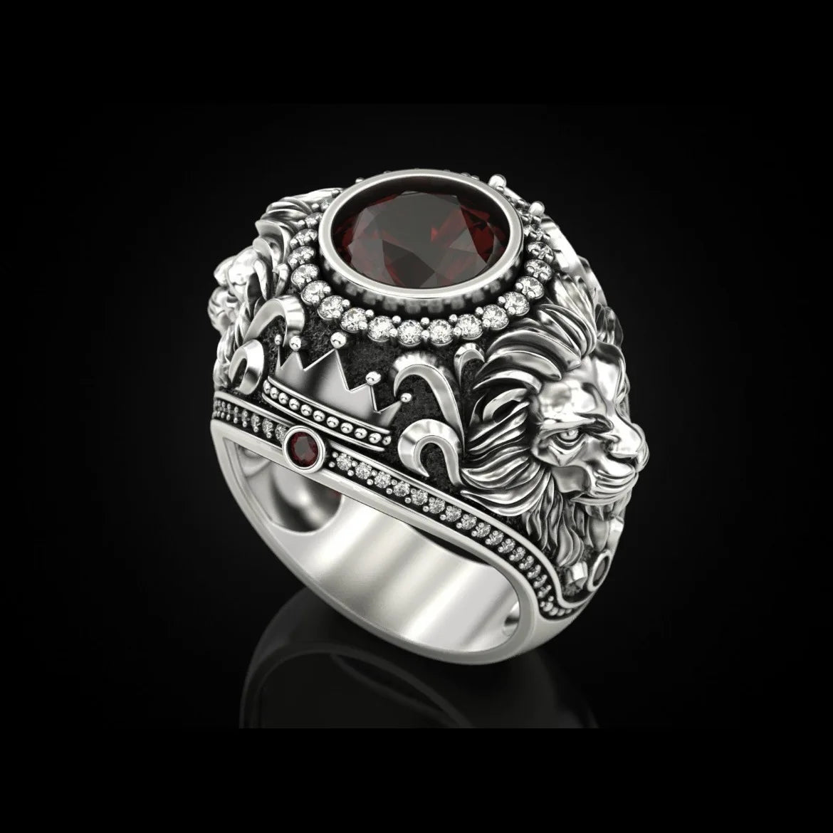 New men's rings, atmospheric fashion retro men's rings, crown lion rings, trend