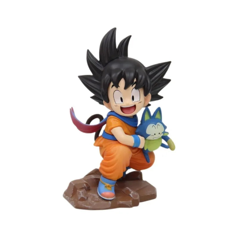 Dragon Ball Kawaii Figurine Childhood Son Goku Hold Puaru Action Figures Anime Model Doll Collection Desktop Decoration Toy