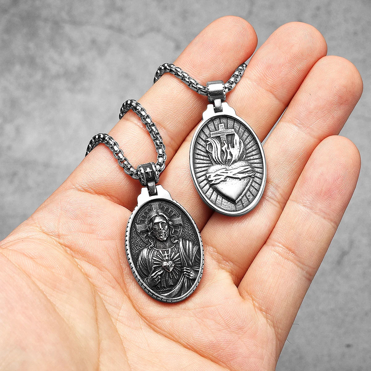 Powerful Amulets Jesus Cross Stainless steel Men Necklaces Pendants Chain For Women Jewelry Male Accessories Gifts Wholesale