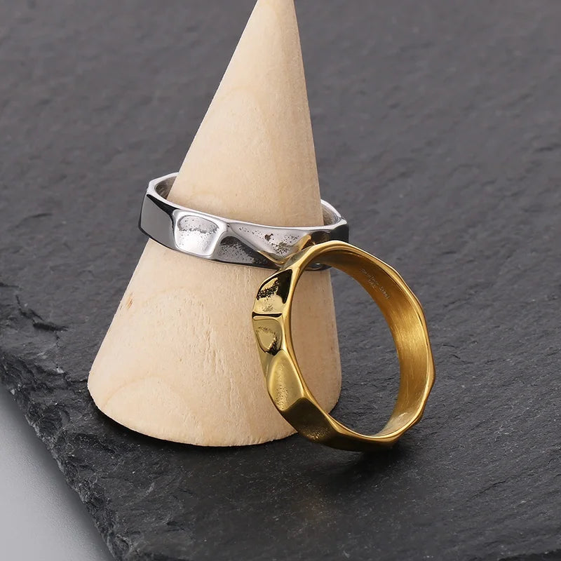 Simple Fashion Thin Stainless Steel Rings For Women Men Geometric Punk Finger Decoration Wedding Party Jewelry Christmas Gifts