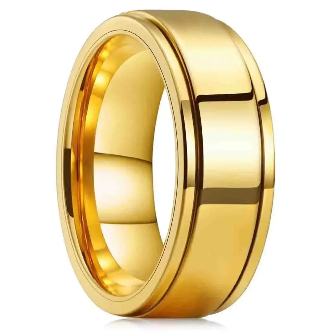 Stainless Steel Anxiety Fidget Spinner Rings for Men Cool Punk Spinning Rotate Rings for men Anti Stress Wedding Band Jewelry