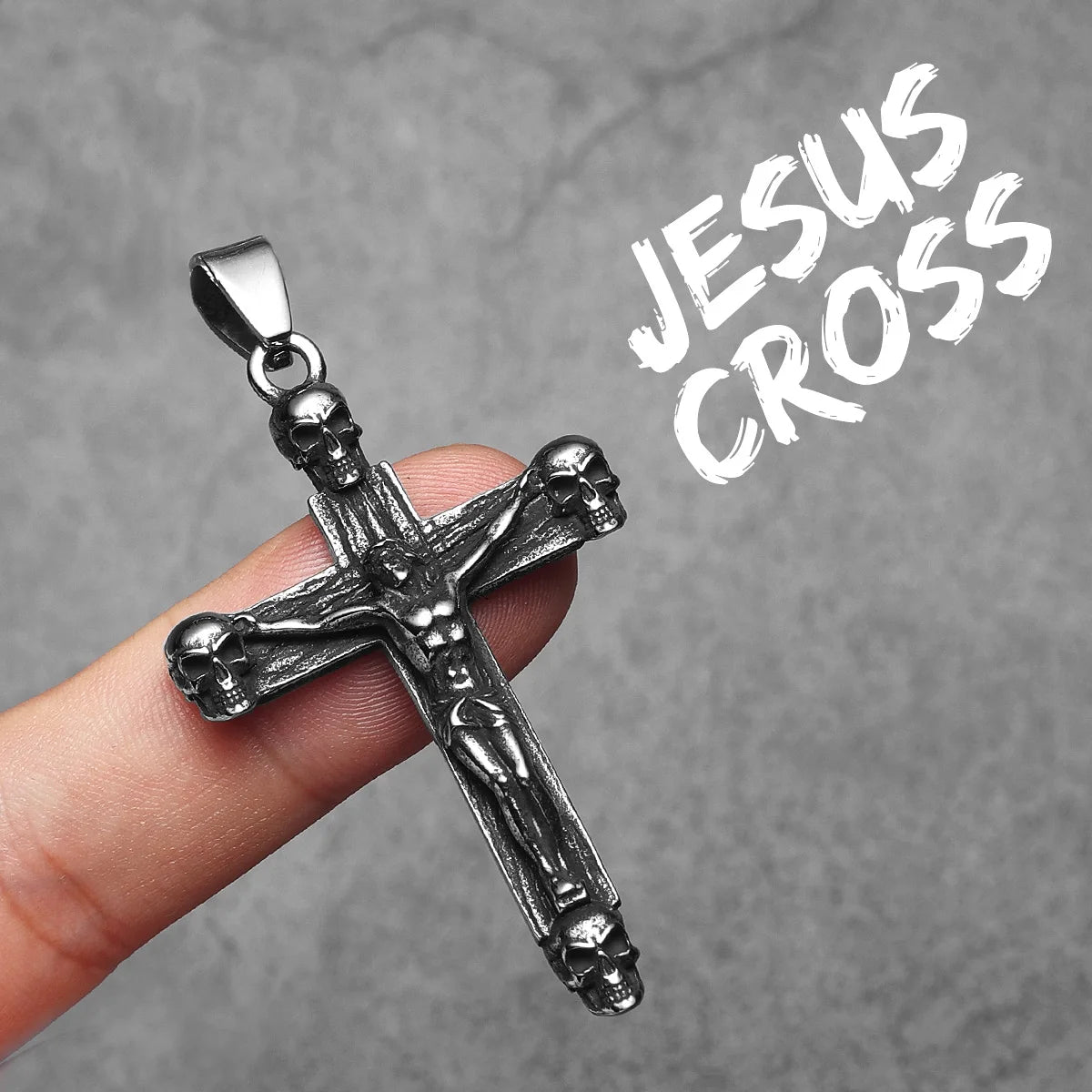 Retro Jesus Skull Cross Amulets Stainless Steel Men Necklaces Pendant Chain Punk For Women Fashion Jewelry Gifts Wholesale