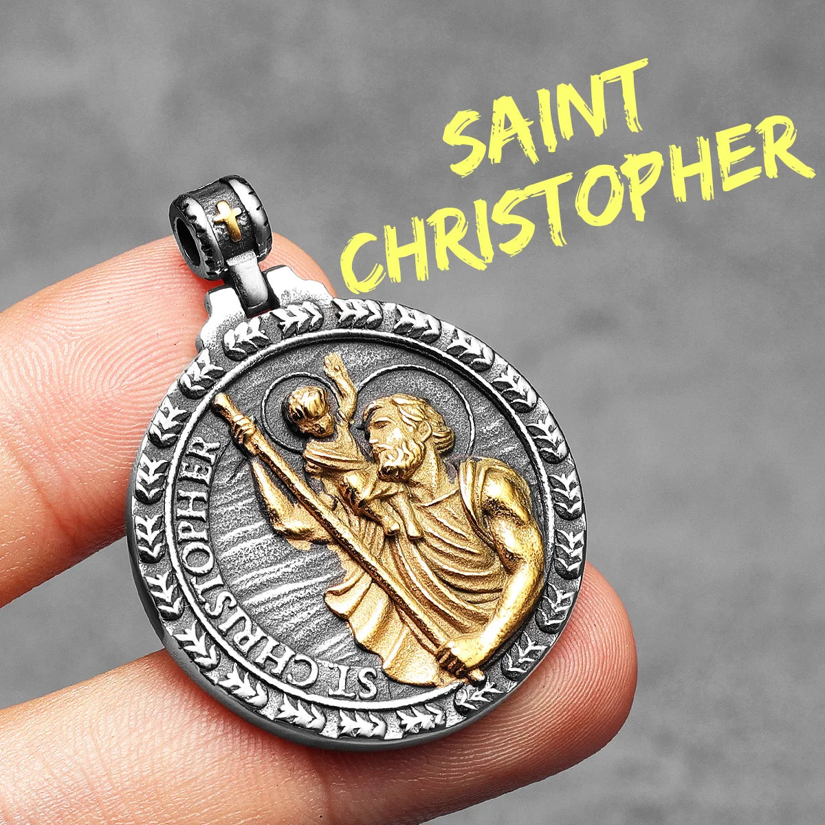 Exorcism Patron St.Christopher Amulets Stainless Steel Men Necklaces Pendant Chain Punk Women Fashion Jewelry Gifts Wholesale