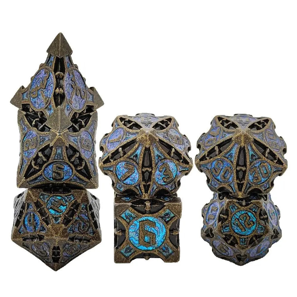 7Pcs Metal Polyhedral Dice Set Cool Metal Dices Table Games Accessory For D&d DND D6 D8 D10 D12 D20