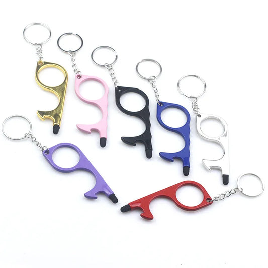 Multifunctional Hand Tool Edc metal Keychain Door Opener No Touch Hygiene Hand Antimicrobial Key