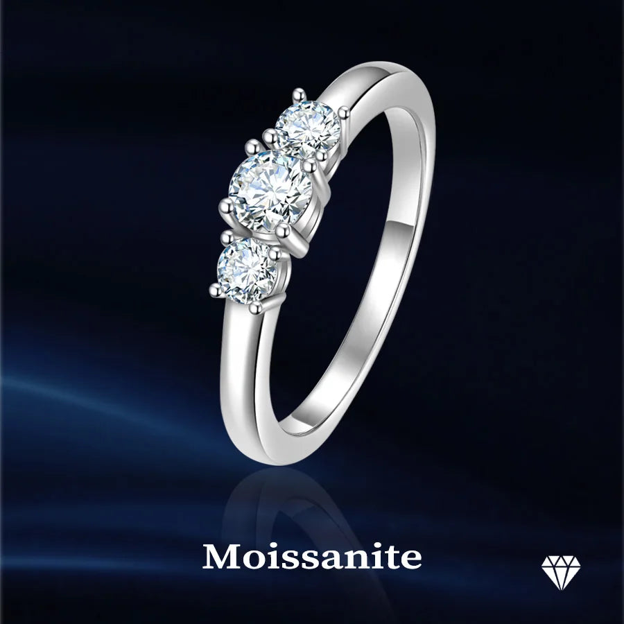 Luxury Jewelry Wedding Rings 925 Sterling Silver Three Stone Engagement Rings VVS D Moissanite Ring for Women