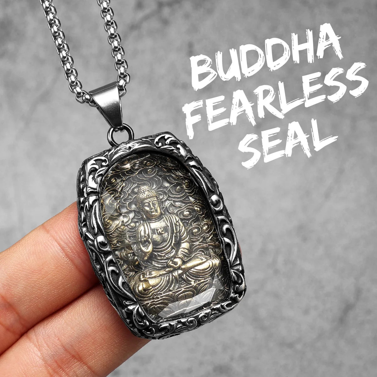 Buddhism Buddha Glass Stainless Steel Men Necklaces Pendant Chain Powerful Amulet Vintage Cool For Women Jewelry Gifts Wholesale