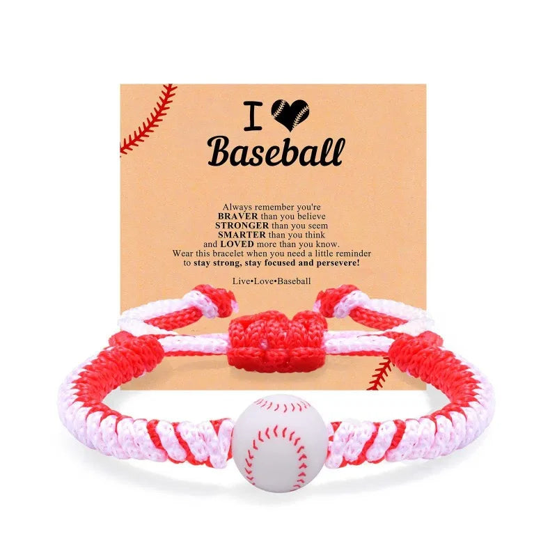 Men's Gift Diamond Knot Rope Weaving Adjustable Bracelet Silicone Baseball Football Basketball Weaving Bracelet