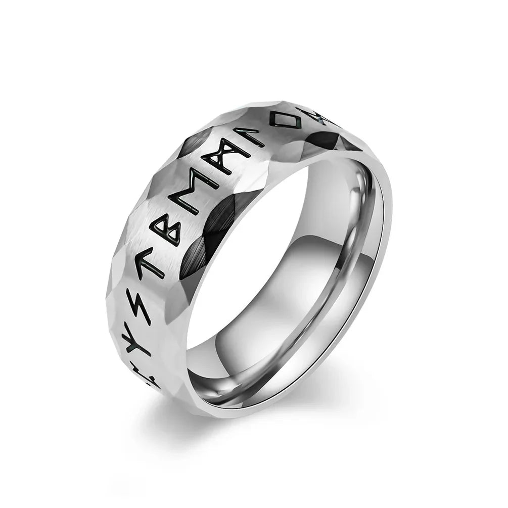 Nordic Retro Rune Ring For Men Women Simple 316L Stainless Steel Odin Letter Rings Couple Amulet Jewelry Accessoires Gifts