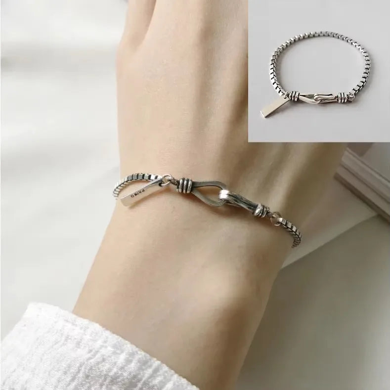 VENTFILLE 925 Sterling Silver Geometry Irregular Bracelet For Women Minimalist Niche Aesthetic Versatile