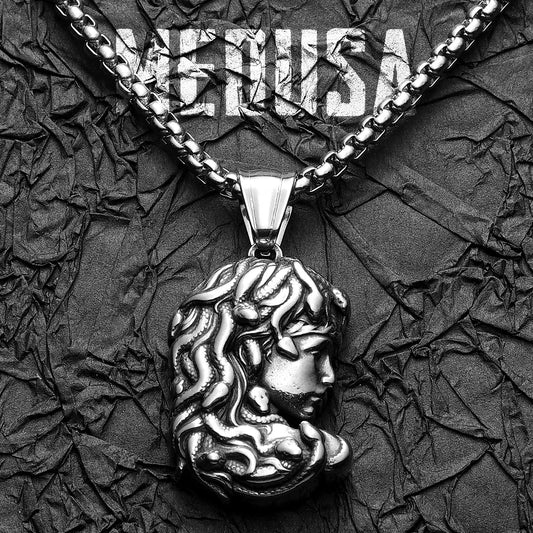 Greek Mythology Snake Hair Medusa Stainless Steel Men Necklaces Pendant Chain Amulet Vintage For Women Jewelry Gifts Wholesale