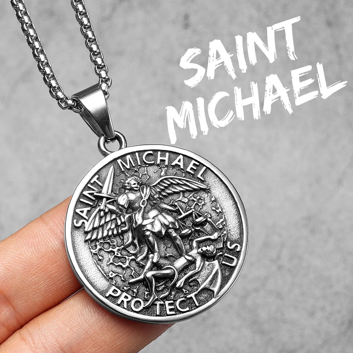 Arch Angel St.Michael Stainless Steel Men Necklaces Pendant Chain Amulet Vintage New In For Women Fashion Jewelry Gift Wholesale