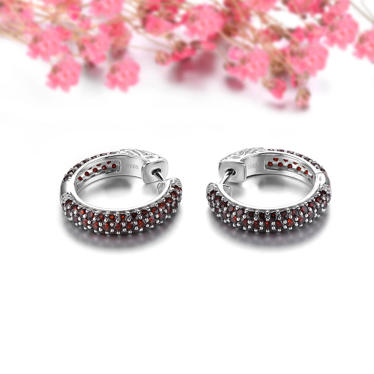 Natural Red Garnet Sterling Silver Clip Earring 5.2 Carats Genuine Gemstone Classic Style Women Christmas Gifts S925 Jewelrys