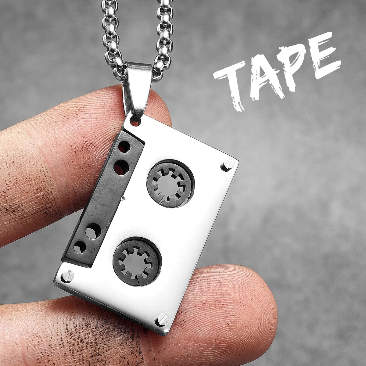 Musical Instrument Guitar Tape Stainless Steel Men Necklaces Pendant Chain Punk Rock Hiphop Women Fashion Jewelry Gift Wholesale