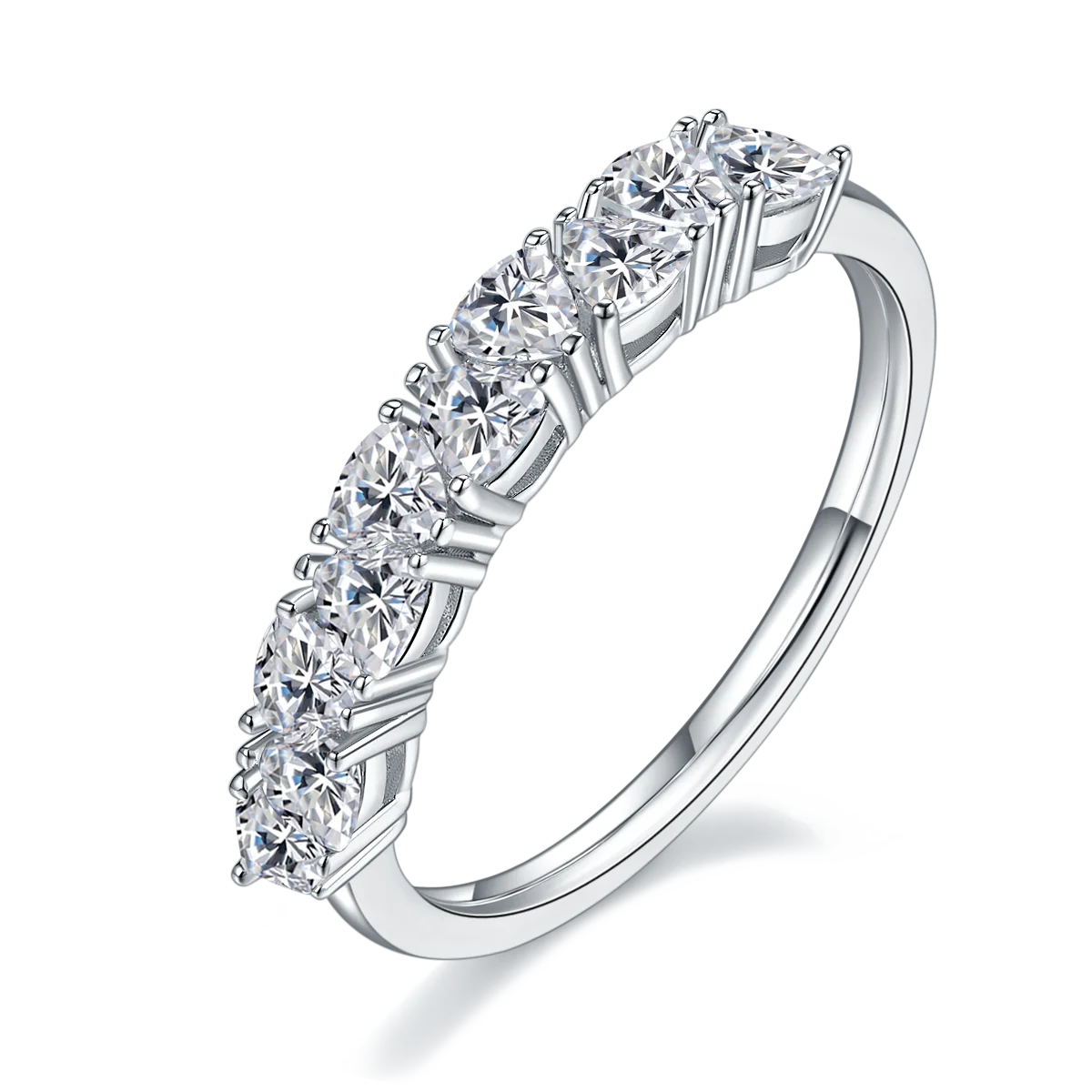 GEM'S BALLET 18K White Gold Plated 925 Sterling Silver Moissanite Ring Luxe Anthology Moissanite Diamond Wedding Band Rings 925 Sterling Silver Triangle Shape