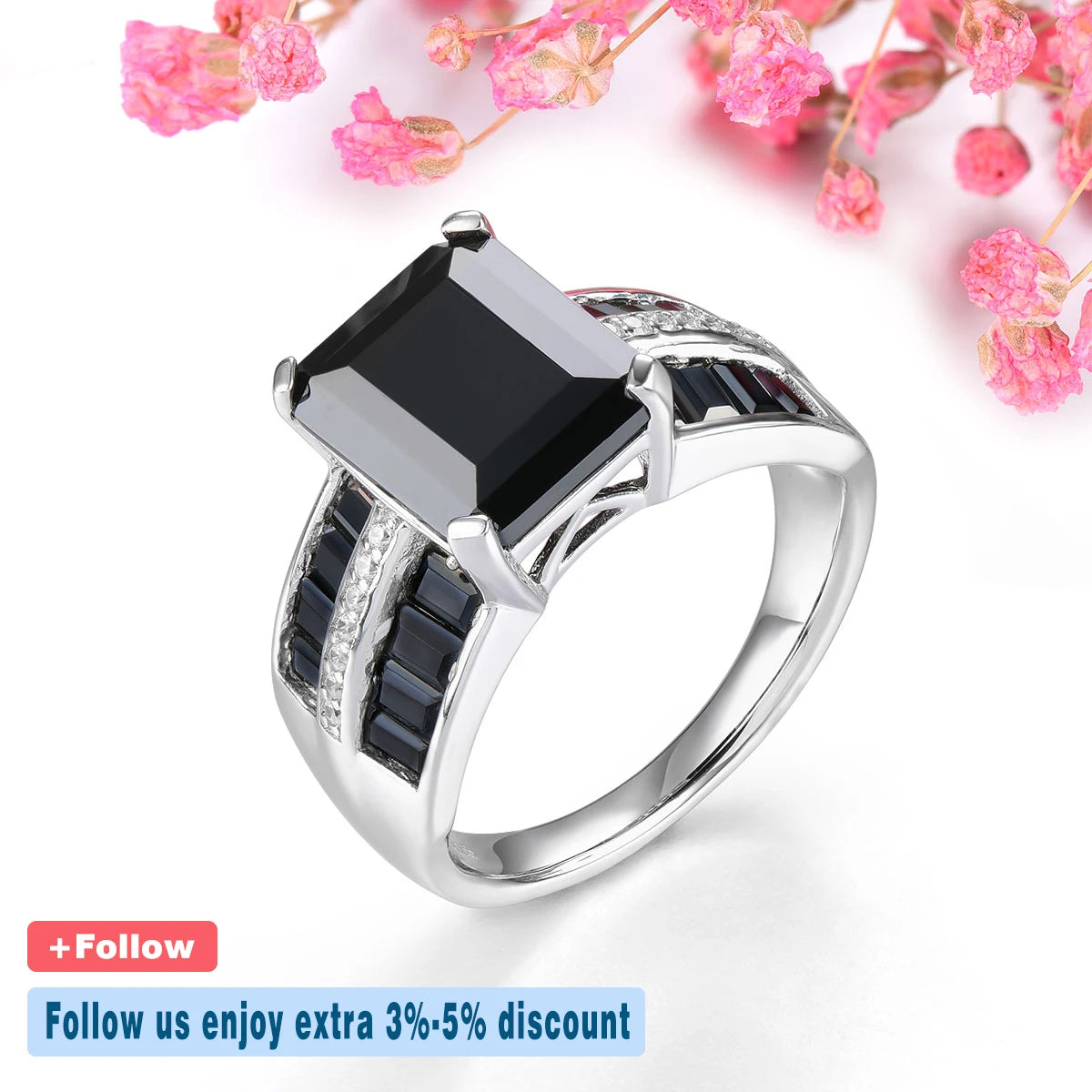 Natural Black Spinel Sterling Silver Unisex Men's Ring 6.2 Carats Faced Cut Spinel Classic Business Gifts Style Fine Jewelrys