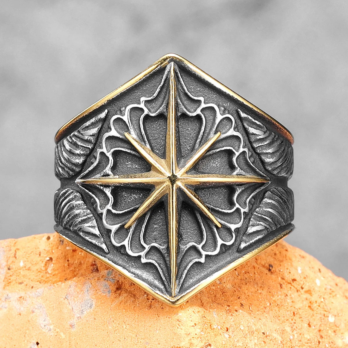Starry Ring 316L Stainless Steel Star Men Ring Punk Rock Rap for Biker Male Boyfriend Mariner Jewelry Creative Gift Dropshipping
