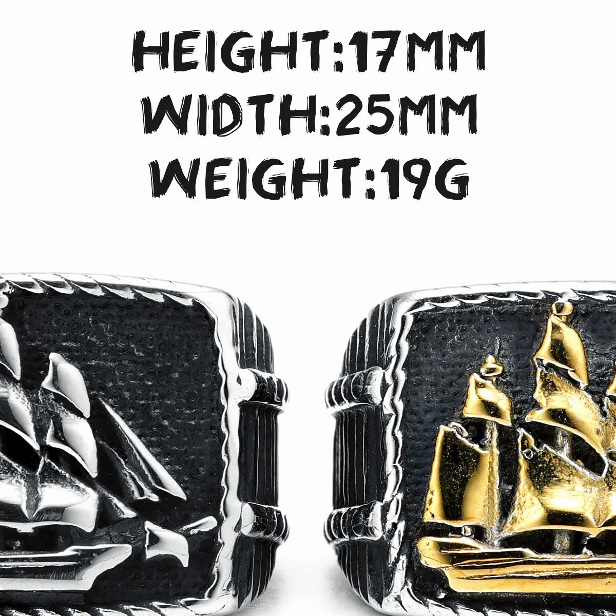 Sailboat Ring 316L Stainless Steel Men Rings Ocean Sailor Smooth Sailing Rock Rap for Biker Male Boyfriend Jewelry Best Gift
