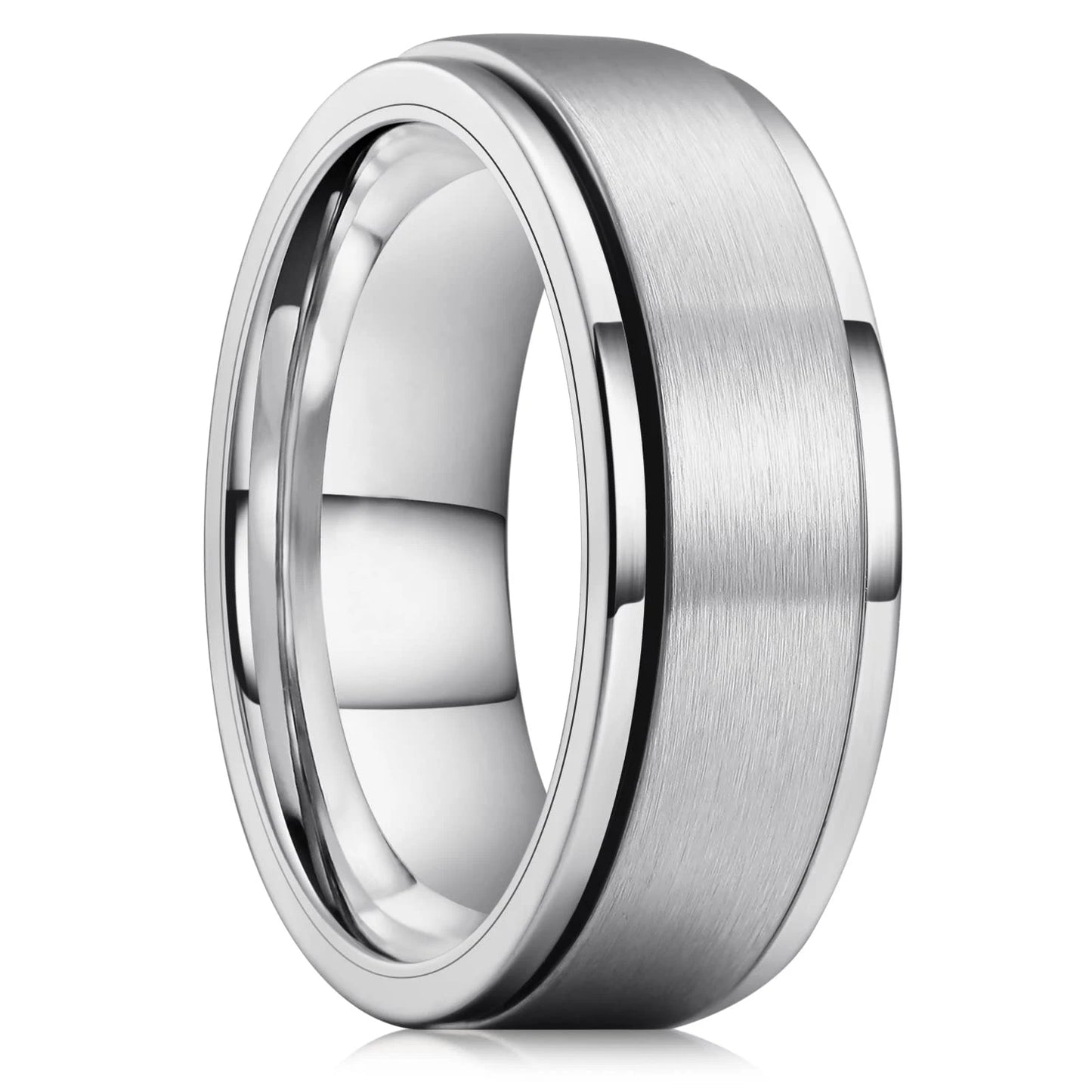 Stainless Steel Anxiety Fidget Spinner Rings for Men Cool Punk Spinning Rotate Rings for men Anti Stress Wedding Band Jewelry