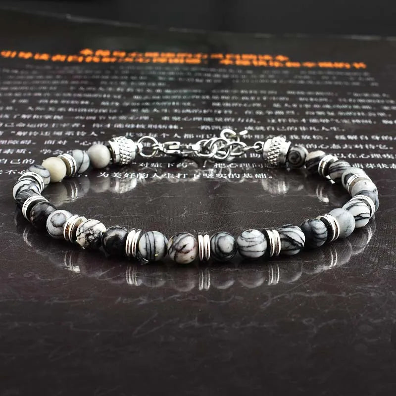 Pulseras Hombre Natural Stone Man Beaded Bracelets Homme lapis lazuli Phoenix Stone Men's Bracelets For Men Fathers Day Gifts