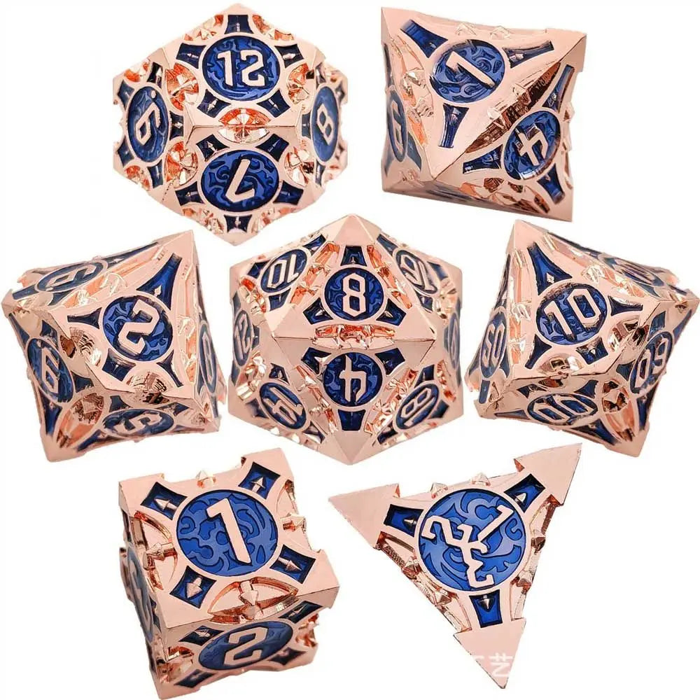 7Pcs Metal Polyhedral Dice Set Cool Metal Dices Table Games Accessory For D&d DND D6 D8 D10 D12 D20 B2 - Metal