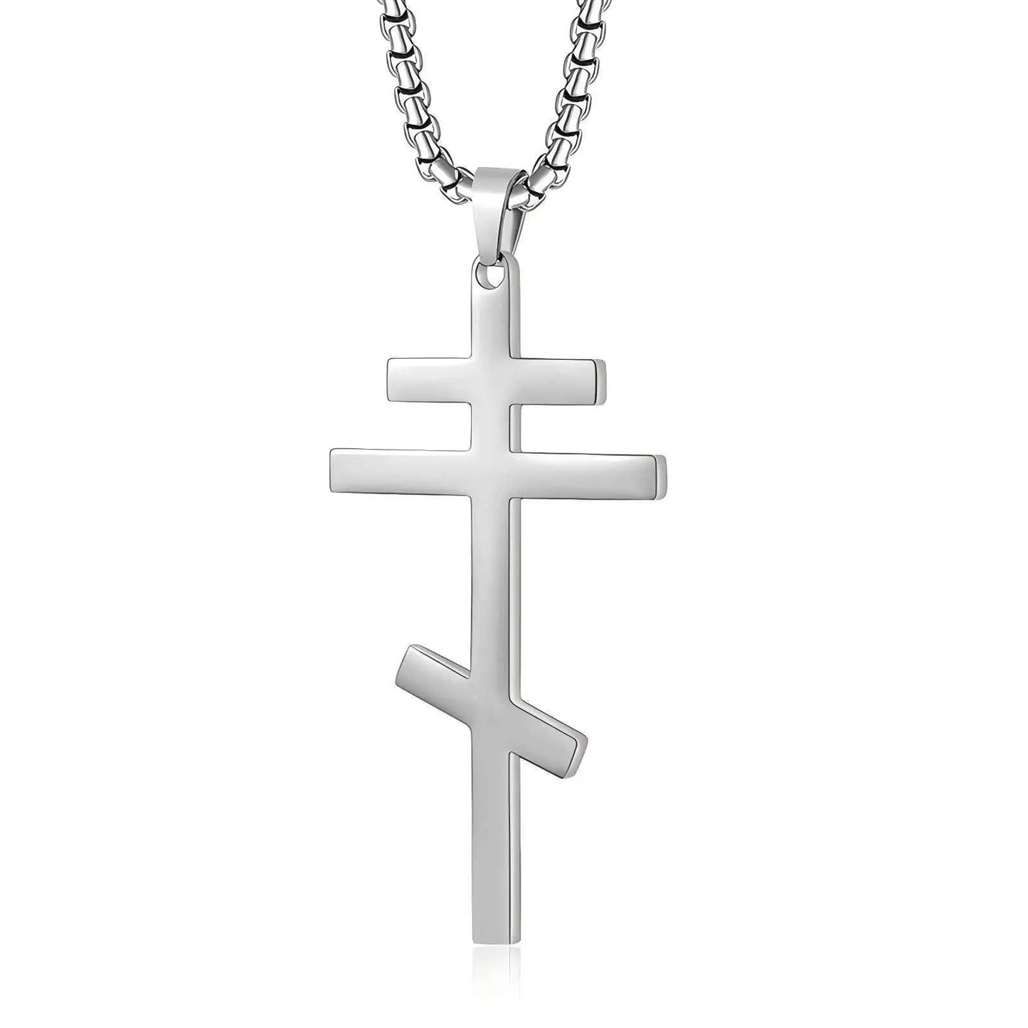 Orthodox Cross Pendant Necklace for Men Women Religious Prayer Faith Amulet Stainless Steel Jewelry Gifts