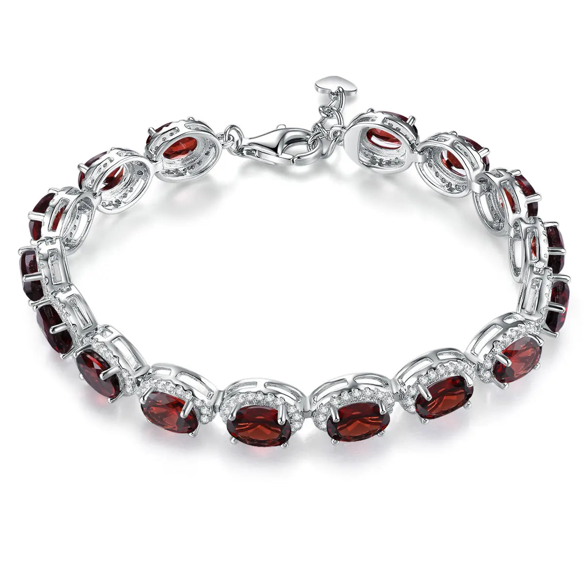 Natural Red Garnet Sterling Silver Bracelets 16 Carats Genuine Gemstone Luxury Classic Fine Jewelry S925 Women Favorite Gifts Natural Garnet 19cm